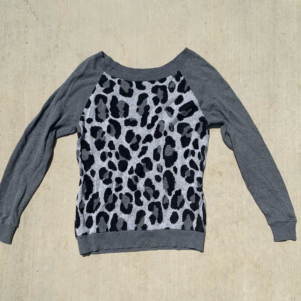 Express black and grey cheetah print knit sweater
